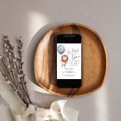 ワイルドワンライオンブルーバルーンボーイファースト誕生日 招待状