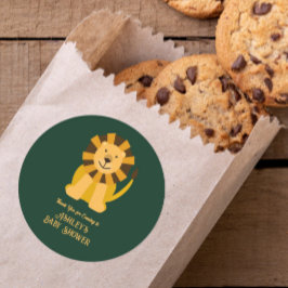 ワイルドワンライオンベビーシャワージャングルサファリのお願い ラウンドシール