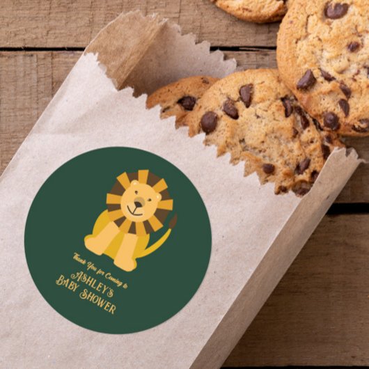 ワイルドワンライオンベビーシャワージャングルサファリのお願い ラウンドシール