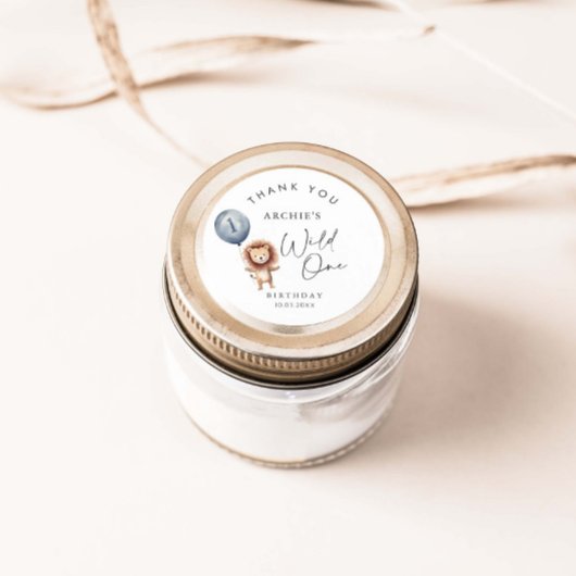 ワイルドワンライオンモダン誕生日 ラウンドシール