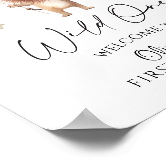 ワイルドワンライオン気球ファースト誕生日歓迎 ポスター (角)