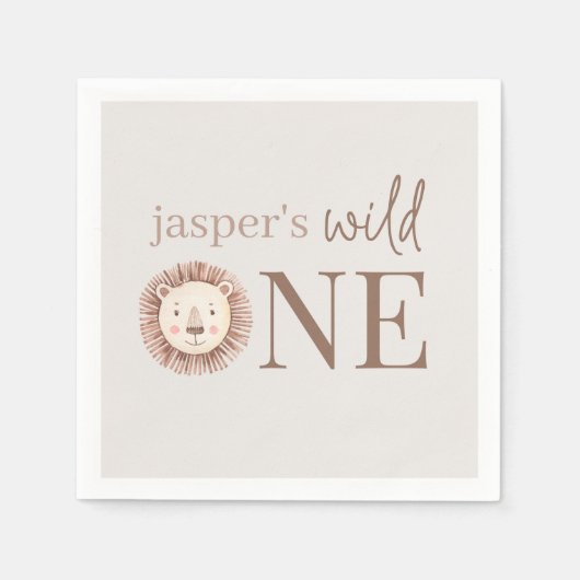 ワイルドワンライオン顔 スタンダードカクテルナプキン (正面)