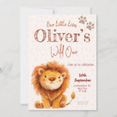ワイルドワンライオン1歳の誕生日パーティの招待状 招待状 (正面)