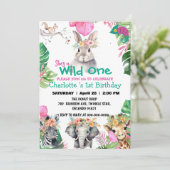 ワイルドワンラビットサファリジャングル第1動物誕生日 招待状 (スタンド正面)