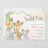 ワイルドワンラブリーサファリフレンズファースト誕生日 招待状 (正面)