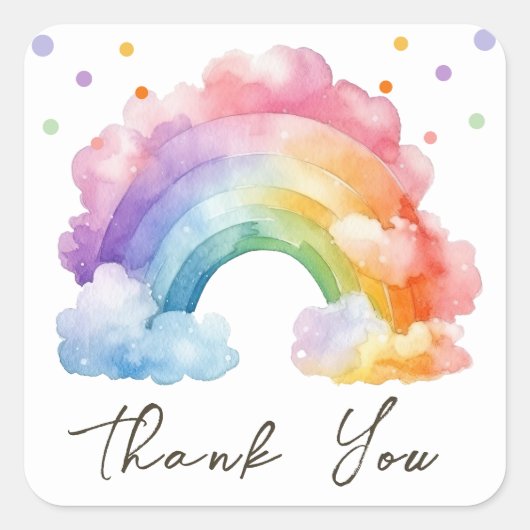 ワイルドワンレインボー子供の誕生日 スクエアシール (正面)