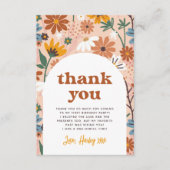 ワイルドワンレトロボホワイルドフラワー1st誕生日パーティー サンキューカード (正面)