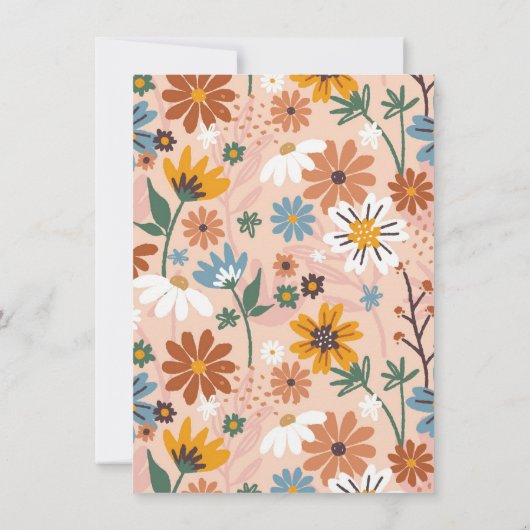 ワイルドワンレトロボホワイルドフラワー1st誕生日パーティー 招待状 (裏面)