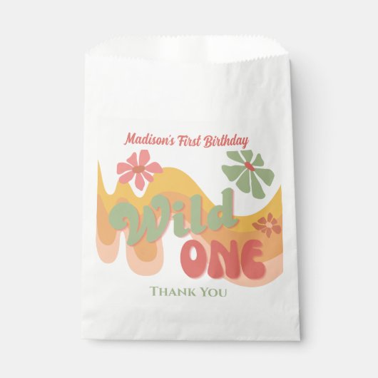 ワイルドワンレトロレインボーデイジー誕生日ありがとう フェイバーバッグ (正面)