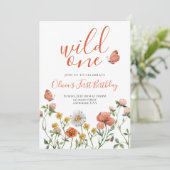 ワイルドワンワイルドフラワーの最初の誕生日 招待状 (スタンド正面)