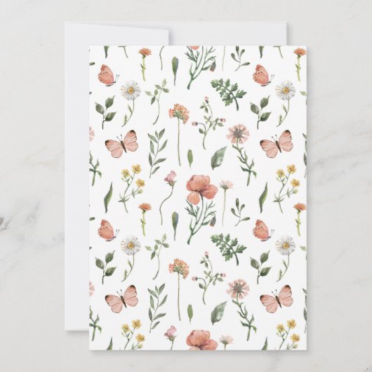 ワイルドワンワイルドフラワーの最初の誕生日 招待状 (裏面)