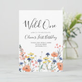 ワイルドワンワイルドフラワーの最初の誕生日 招待状 (スタンド正面)
