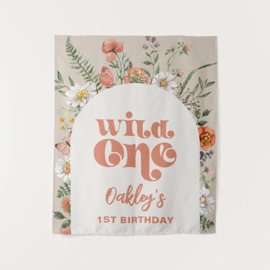 ワイルドワンワイルドフラワーの背景 タペストリー (正面)