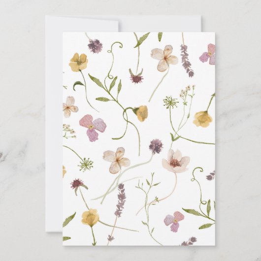 ワイルドワンワイルドフラワーズ赤面ピンク1歳の誕生日 招待状 (裏面)