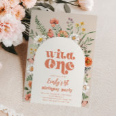 ワイルドワンワイルドフラワーファースト誕生日招待状 招待状