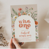 ワイルドワンワイルドフラワーファースト誕生日招待状 招待状
