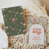 ワイルドワンワイルドフラワーファースト誕生日招待状 招待状