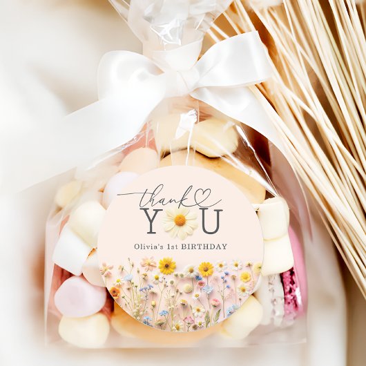 ワイルドワンワイルドフラワー第1誕生日パーティー ラウンドシール