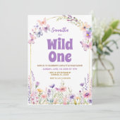 ワイルドワンワイルドフラワー蝶1st誕生日 招待状 (スタンド正面)