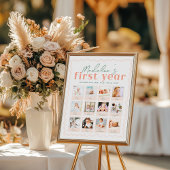 ワイルドワンワイルドフラワー1st誕生日フォトコラージュ ポスター