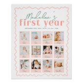 ワイルドワンワイルドフラワー1st誕生日フォトコラージュ ポスター (正面)