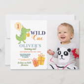 ワイルドワンワニ誕生日ファーストパーティー写真 招待状 (正面)