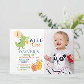 ワイルドワンワニ誕生日ファーストパーティー写真 招待状 (スタンド正面)