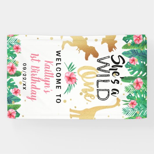 ワイルドワン恐竜ガールズ1st誕生日へようこそ 横断幕 (横)