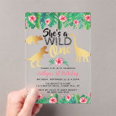 ワイルドワン恐竜ガールズ1st誕生日 アクリル招待状 (インサイチュ (ポータブル))