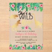 ワイルドワン恐竜ガールズ1st誕生日 アクリル招待状 (正面)