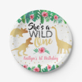 ワイルドワン恐竜ガールズ1st誕生日 ペーパープレート (正面)