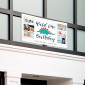 ワイルドワン恐竜フォトコラージュ誕生日パーティー 横断幕 (ビルの外側)