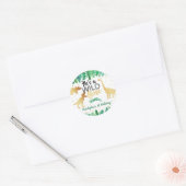 ワイルドワン恐竜ボーイズ1歳の誕生日 ラウンドシール (封筒)