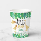 ワイルドワン恐竜ボーイズ1歳の誕生日 紙コップ (裏面)