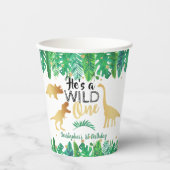 ワイルドワン恐竜ボーイズ1歳の誕生日 紙コップ (正面)