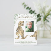 ワイルドワン恐竜1st誕生日パーティーバジェットインビタ インビテーションポストカード (スタンド正面)