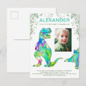 ワイルドワン恐竜1st誕生日パーティー予算 インビテーションポストカード (正面/裏面)