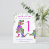ワイルドワン恐竜1st誕生日パーティー予算 インビテーションポストカード (スタンド正面)