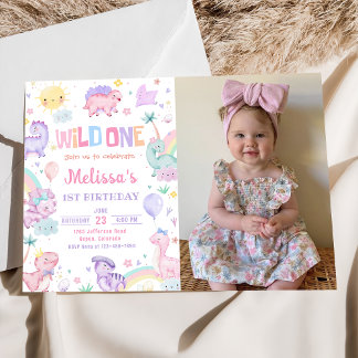 ワイルドワン恐竜1st誕生日パーティー写真 招待状