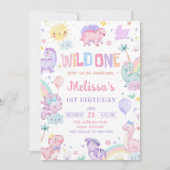 ワイルドワン恐竜1st誕生日パーティー 招待状 (正面)