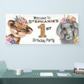 ワイルドワン最初のタイガーエレファントサファリの誕生日 横断幕 (トレードショー)