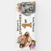 ワイルドワン最初のタイガーエレファントサファリの誕生日 横断幕 (縦)