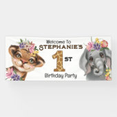 ワイルドワン最初のタイガーエレファントサファリの誕生日 横断幕 (横)