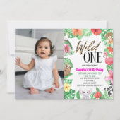 ワイルドワン熱帯動物写真第1回誕生日パーティー 招待状 (正面)