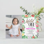 ワイルドワン熱帯動物写真第1回誕生日パーティー 招待状 (スタンド正面)