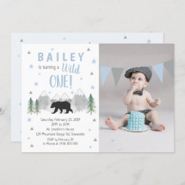 ワイルドワン男子1歳誕生日写真招待状 招待状