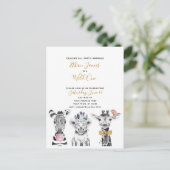 ワイルドワン白黒イエローチャイルドバースデーパーティー インビテーションポストカード (スタンド正面)