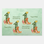 ワイルドワン秋ウッドランドフォレストアニマル子供の誕生日 ラッピングペーパーシート (正面)