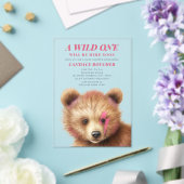 ワイルドワン稲妻ボルトキューブピンクベビーシャワー アクリル招待状 (インサイチュ (ウェディング))