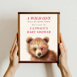 ワイルドワン稲妻ボルトベアーベイビーシャワーウェルカム ポスター